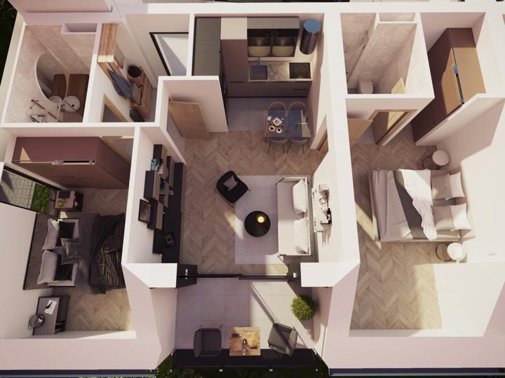 Tetőtéri apartman, 3D alaprajz